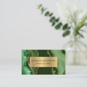 Carte De Visite Vert et or élégant Luxe Agate (Debout devant)