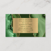 Carte De Visite Vert et or élégant Luxe Agate (Dos)