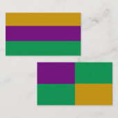 Carte de visite vert et pourpre de mardi gras (Devant / Derrière)