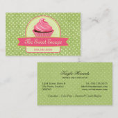 Carte De Visite Vert et rose de petit gâteau (Devant / Derrière)