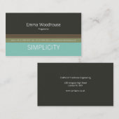 Carte De Visite Vert et Teal de simplicité (Devant / Derrière)