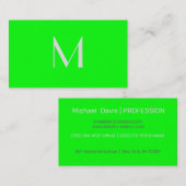 Carte De Visite vert fluorescent - ajouter du monogramme (Devant / Derrière)
