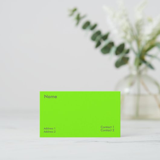Carte De Visite vert fluorescent -code QR (Debout devant)