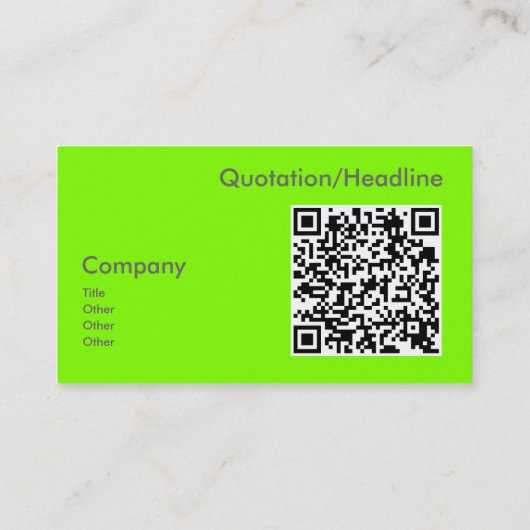 Carte De Visite vert fluorescent -code QR (Dos)
