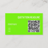 Carte De Visite vert fluorescent - code QR (Dos)