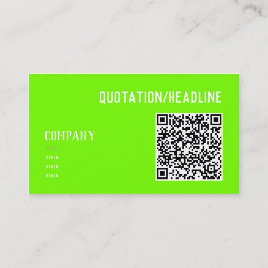 Carte De Visite vert fluorescent - code QR (Dos)