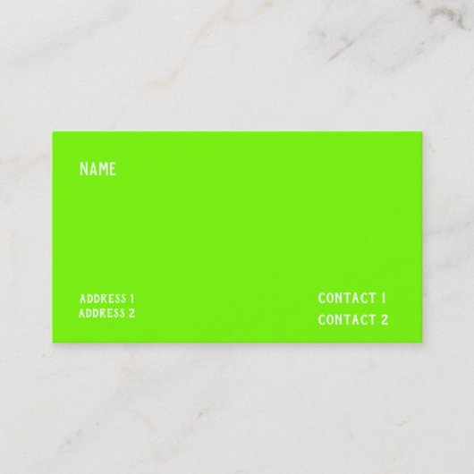 Carte De Visite vert fluorescent - code QR (Devant)