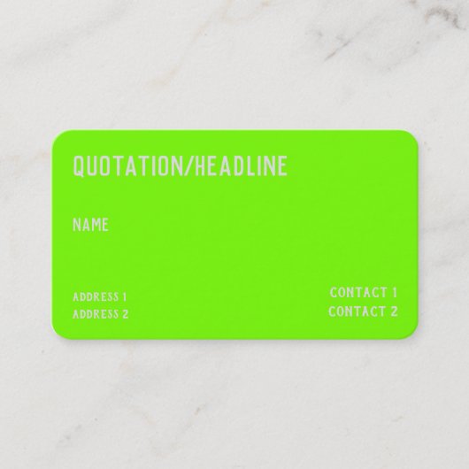 Carte De Visite vert fluorescent - code QR (Devant)
