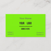 Carte De Visite vert fluorescent - couleur solide - ajouter le log (Devant)