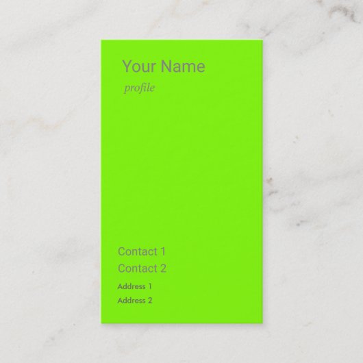 Carte De Visite vert fluorescent green (Devant)