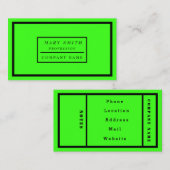 Carte De Visite Vert fluorescent moderne simple (Devant / Derrière)