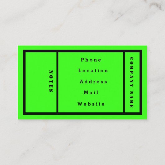 Carte De Visite Vert fluorescent moderne simple (Dos)