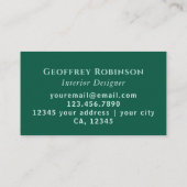 Carte De Visite Vert foncé Élégant Abstrait Designer intérieur (Dos)