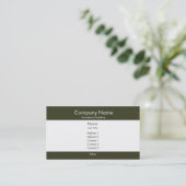 Carte De Visite Vert-foncé et blanc de base (Debout devant)