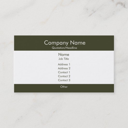 Carte De Visite Vert-foncé et blanc de base (Devant)