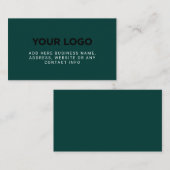Carte De Visite Vert foncé| Logo de société simple (Devant / Derrière)