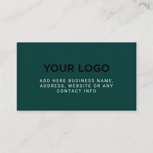 Carte De Visite Vert foncé| Logo de société simple (Devant)
