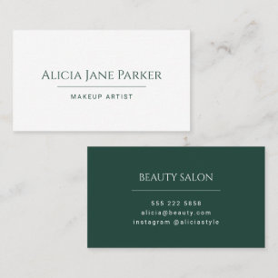 Carte De Visite Vert foncé simple élégant minimaliste professionne