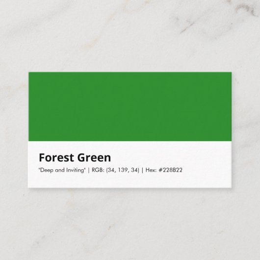 Carte De Visite Vert forêt | "Profond et Invitant" (Devant)