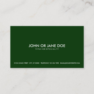 Carte De Visite vert forêt simple