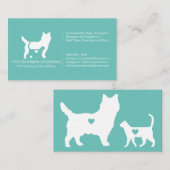 Carte De Visite Vert Forme Chat Chien Coeur Animal de compagnie (Devant / Derrière)