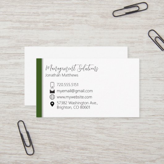 Carte de visite - Vert & Gris (Devant/Arrière en situation)