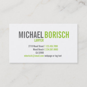 Carte de visite vert gris blanc contemporain
