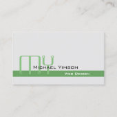 Carte De Visite Vert gris clair avec Monogramme et Photo Classic (Devant)