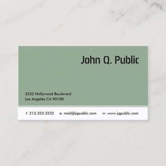 Carte De Visite Vert gris élégant moderne (Devant)