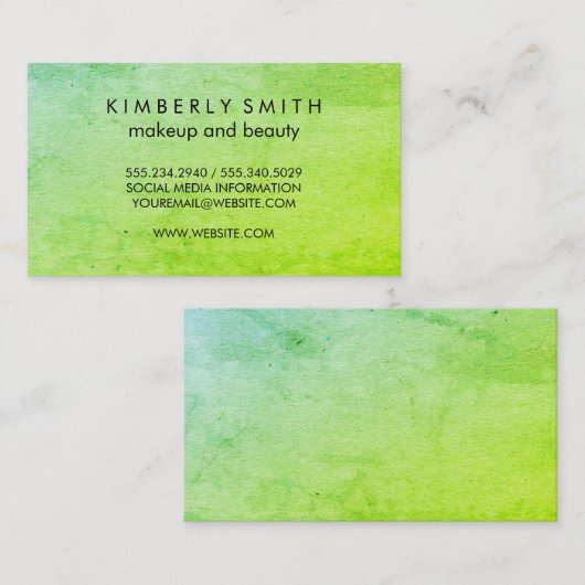 Carte De Visite Vert Grunge moderne (Devant / Derrière)