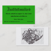 Carte De Visite vert, institutionalisé, illustration de détenu sur (Devant / Derrière)