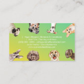 Carte De Visite Vert Jaune mignon Chiens de petite taille Pet Sitt (Dos)