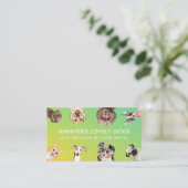 Carte De Visite Vert Jaune mignon Chiens de petite taille Pet Sitt (Debout devant)