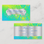 Carte De Visite Vert jaune turquoise de rayon de soleil de remous (Devant / Derrière)