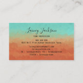 Carte De Visite Vert marin tendance et orange brûlé abstrait (Dos)