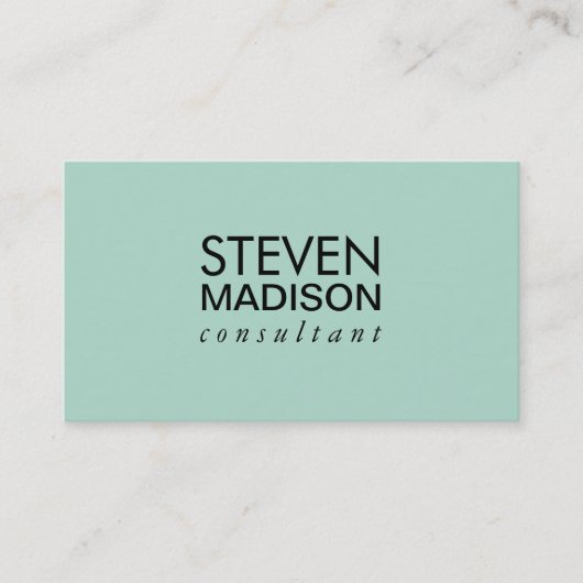Carte De Visite Vert menthe minimaliste (Devant)