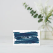 Carte De Visite Vert mer Turquoise Bleu Peinture rayure Brosse Gra (Debout devant)