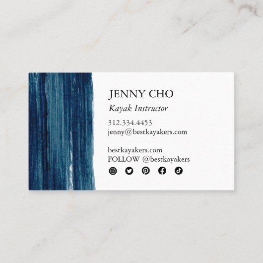 Carte De Visite Vert mer Turquoise Bleu Peinture rayure Brosse Gra (Dos)