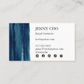 Carte De Visite Vert mer Turquoise Bleu Peinture rayure Brosse Gra (Dos)