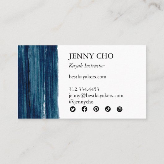 Carte De Visite Vert mer Turquoise Bleu Peinture rayure Brosse Gra (Dos)