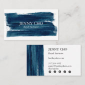 Carte De Visite Vert mer Turquoise Bleu Peinture rayure Brosse Gra (Devant / Derrière)