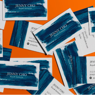 Carte De Visite Vert mer Turquoise Bleu Peinture rayure Brosse Gra