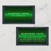 Carte De Visite Vert métal gris acier métal Trou Look (Devant / Derrière)