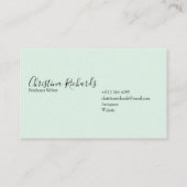 Carte De Visite Vert minimaliste élégant (Dos)