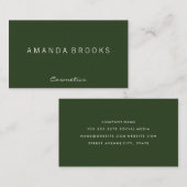 Carte De Visite Vert minimaliste moderne (Devant / Derrière)