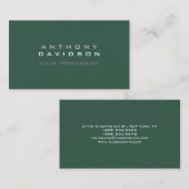 Carte De Visite Vert minimaliste moderne Plain (Devant / Derrière)