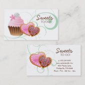 Carte De Visite Vert moderne de remous mignon de boulangerie de (Devant / Derrière)