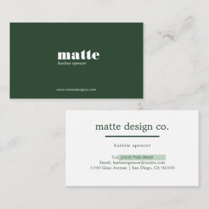 Carte De Visite Vert   Moderne Élégant Minimaliste Professionnel