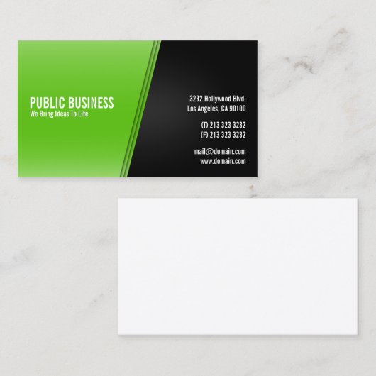 Carte De Visite Vert moderne et noir (Devant / Derrière)