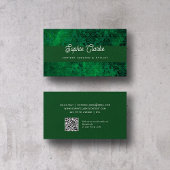 Carte De Visite Vert moderne | Script élégant avec code QR